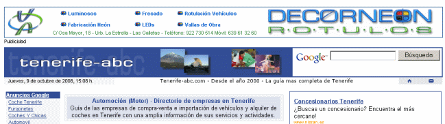 Banner publicado en la Guía de Tenerife