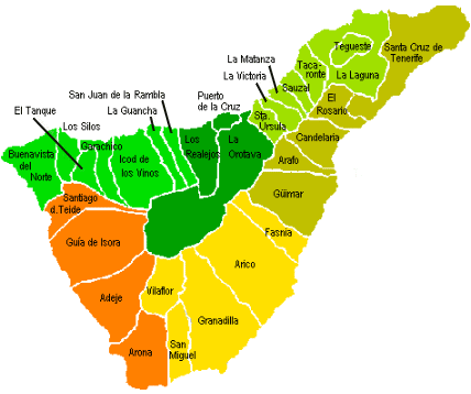 Plano municipios de Tenerife