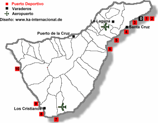 Mapa de Puertos deportivos en Tenerife